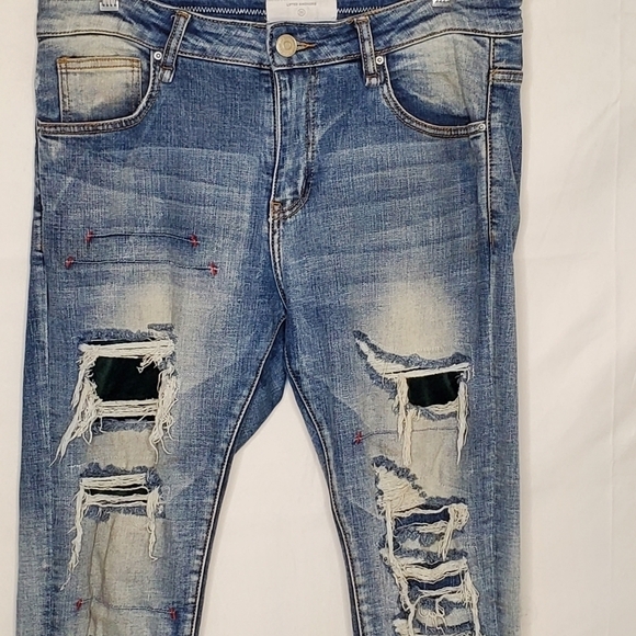 Lifted Anchors Distressed Men's Jeans Size 32 Faded Patched Denim Grunge Rare - Picture 5 of 14